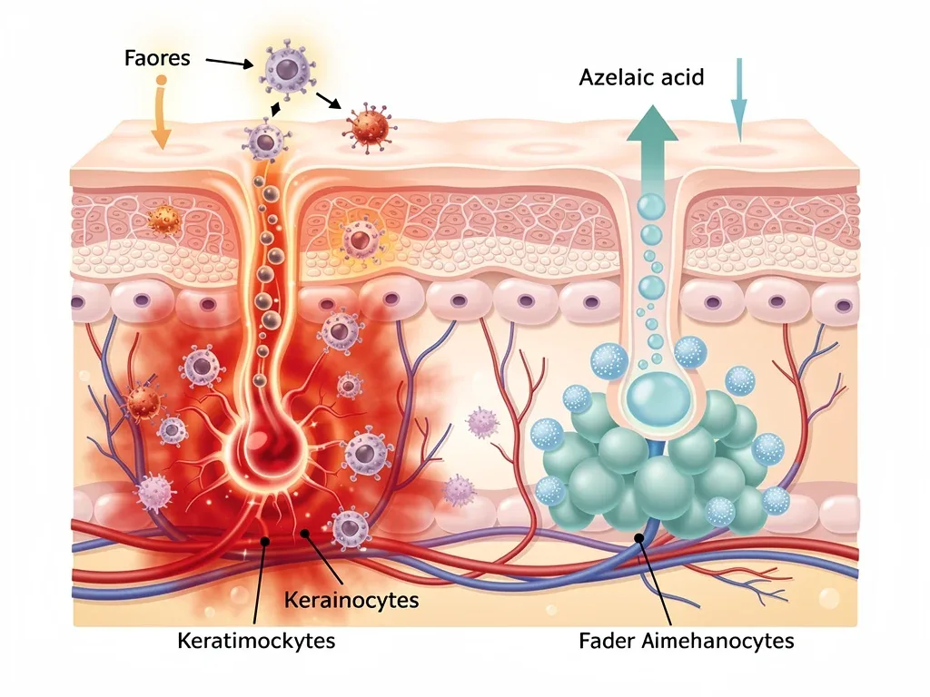 Illustration explaining azelaic acid and its potential effects on skin redness