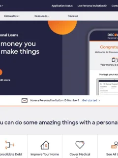 Discover Online Personal Loan website.