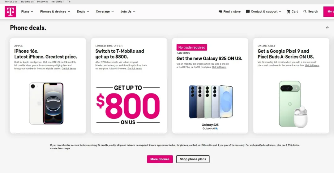 T-Mobile offers and deals with Postpaid Plans.