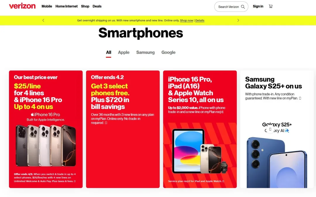 Verizon deals at Postpaid Plans.