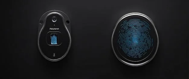 A close-up of a sleek, modern smart lock with an integrated fingerprint scanner, demonstrating advanced biometric security for a smart home.