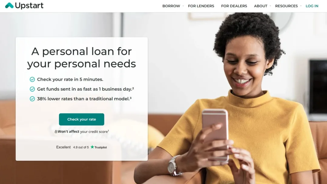 Upstart Personal Loan website.