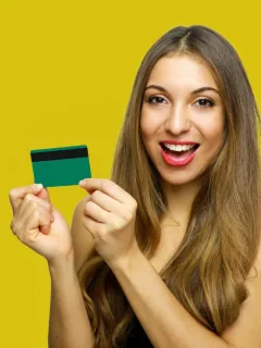 Woman using her Chime Credit Builder Secured Card.