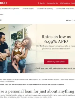 Wells Fargo Personal Loan website.