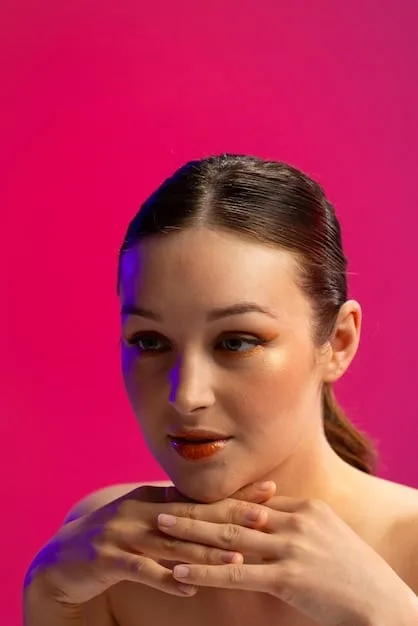 A close-up of a model's face, showcasing perfectly applied highlighter on the cheekbones, nose bridge, and Cupid's bow, with a soft, ethereal glow.