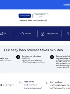 Citi Personal Loan website.