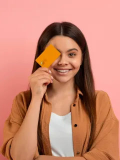 A girl holding her Wells Fargo Health Advantage.