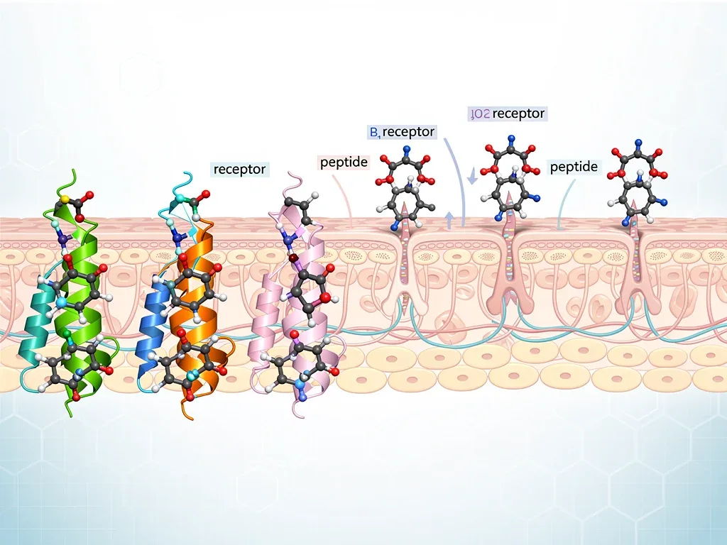 Detailed molecular structures of different anti-aging peptides.