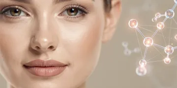 Radiant woman's face with improved skin elasticity