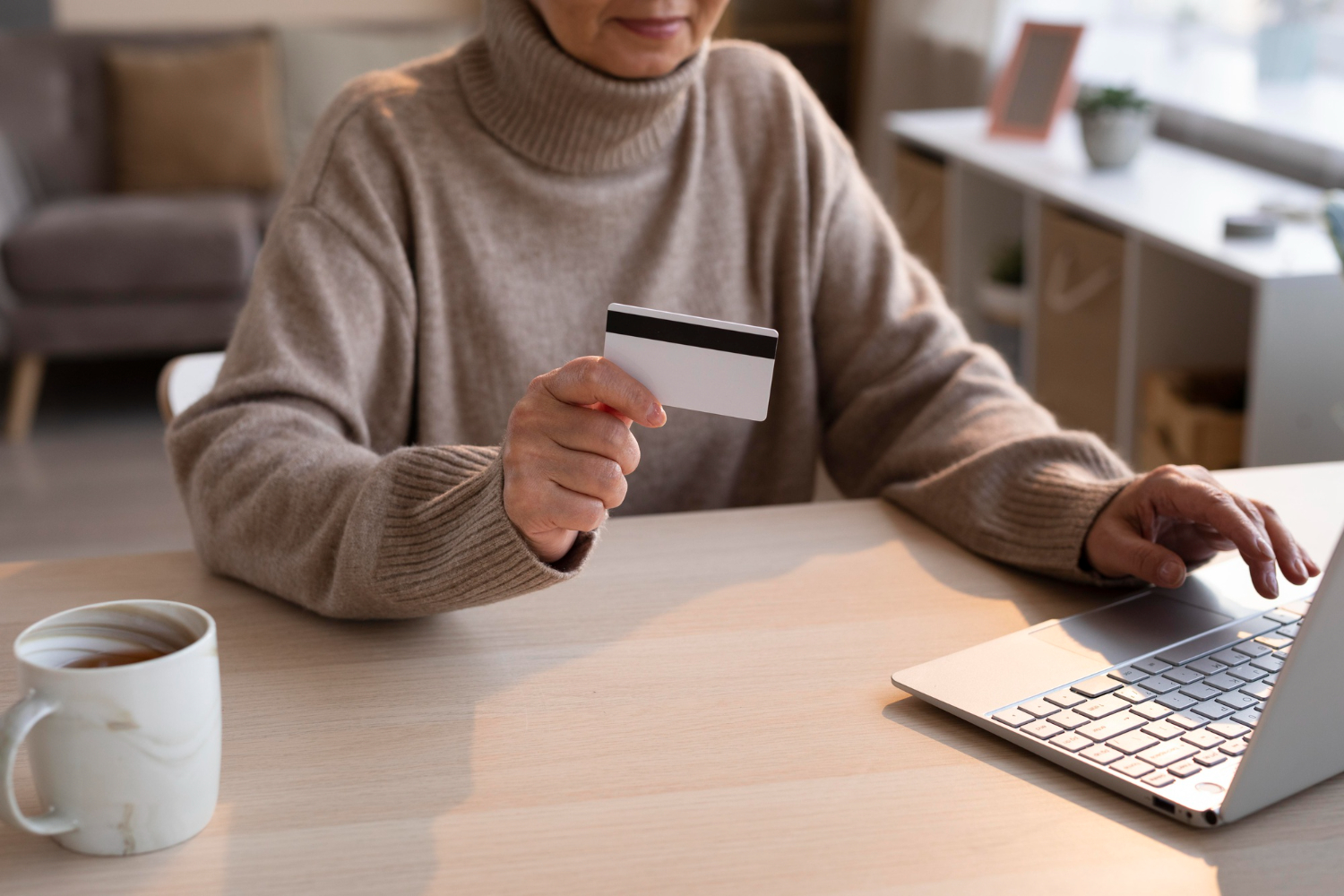 Credit card for online shopping being used