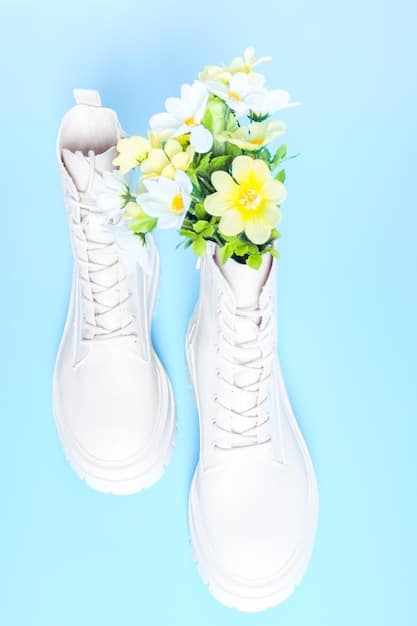 A detailed flat lay of various fashionable footwear options for athleisure, including clean white leather sneakers, stylish black loafers, and sleek low-heeled ankle boots, arranged aesthetically.