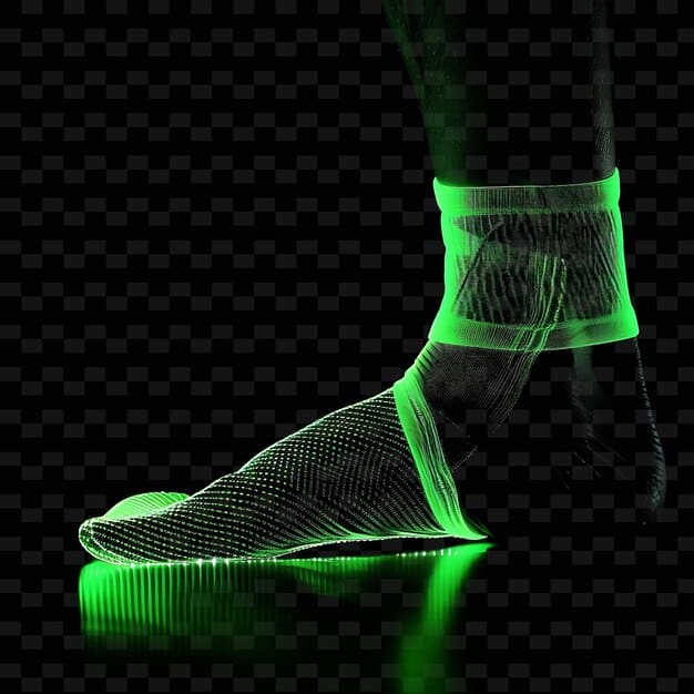 A close-up of a sneaker's outsole with intricate sensor patterns embedded, glowing subtly to indicate data transmission.