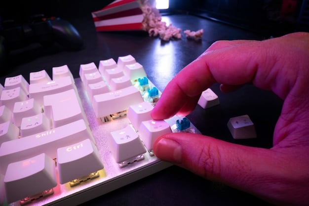 A person using a futuristic, ergonomic keyboard with custom keycaps and a transparent casing, showcasing internal components.