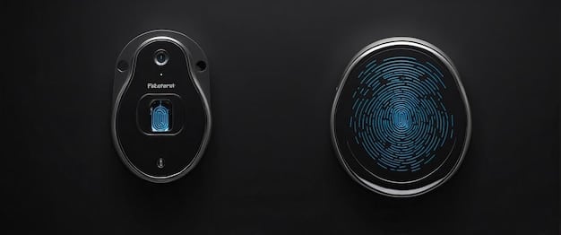 A close-up of a sleek, modern smart lock with an integrated fingerprint scanner, demonstrating advanced biometric security for a smart home.